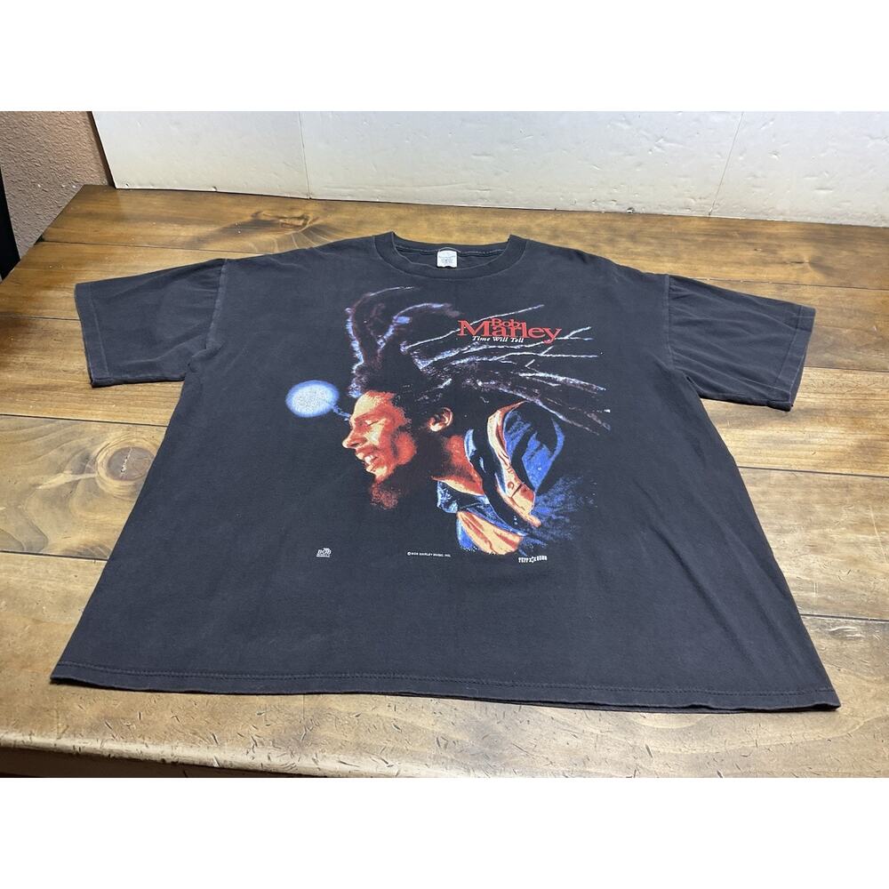 Vtg 1990s Bob Marley Time Will Tell T-shirt Mens XL 90s Band Tee